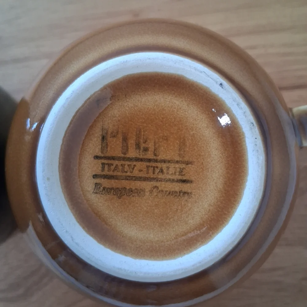 Pier 1 Imports Ceramic Coffee Mugs/Cups Green Brown Made In Italy